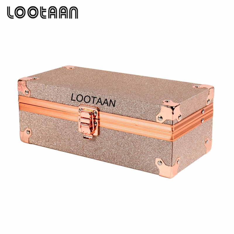2020 OEM Deluxe Makeup Nail Brush Holder Rose Gold Pen Case Glitter Cosmetic Box Crystal Acrylic Brush Storage Holder