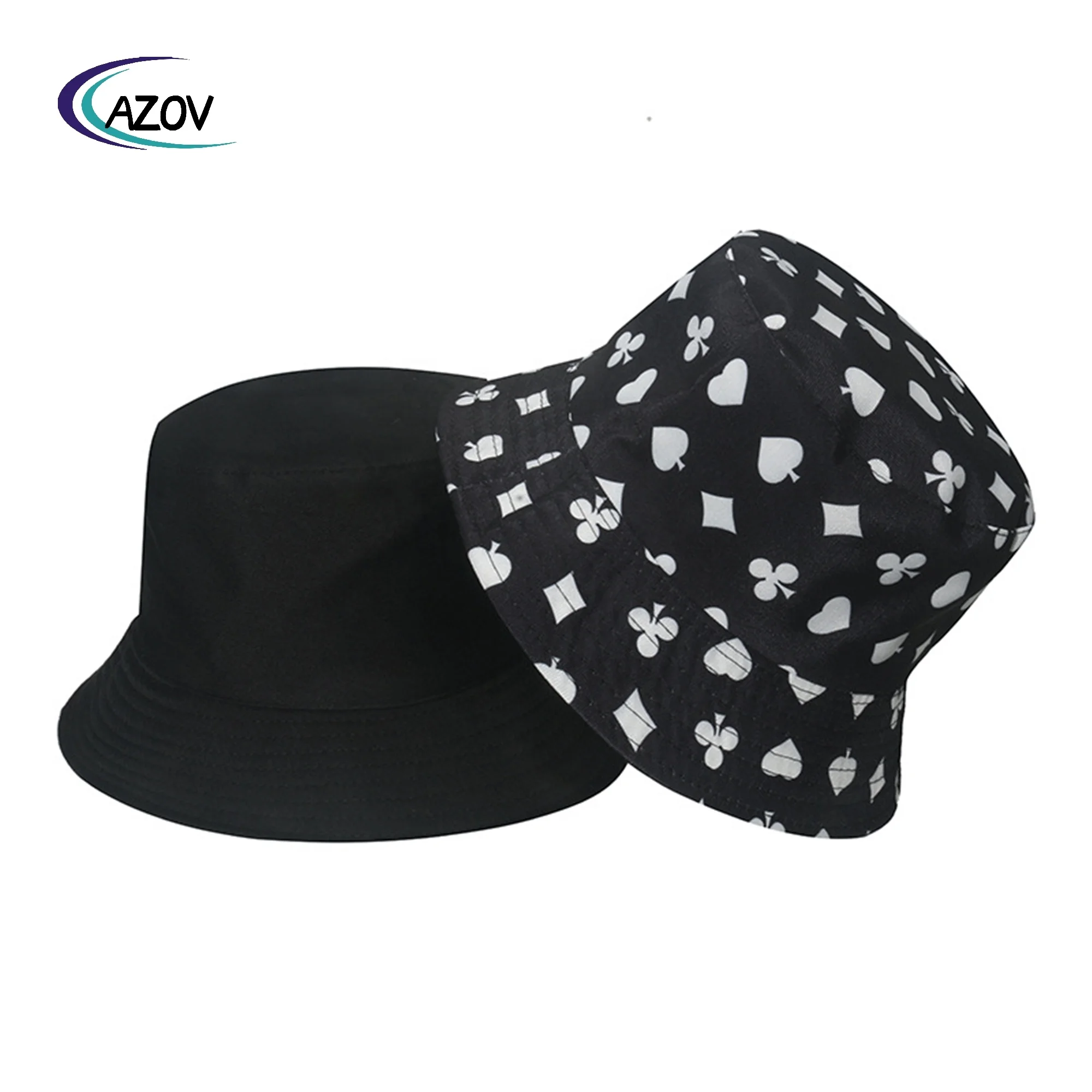 street sun hat personality retro tape cube poker printing bucket hat hip hop
