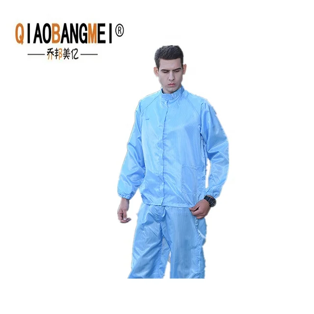 
High quality comfortable clean room antistatic labcoat dress esd striped overalls 