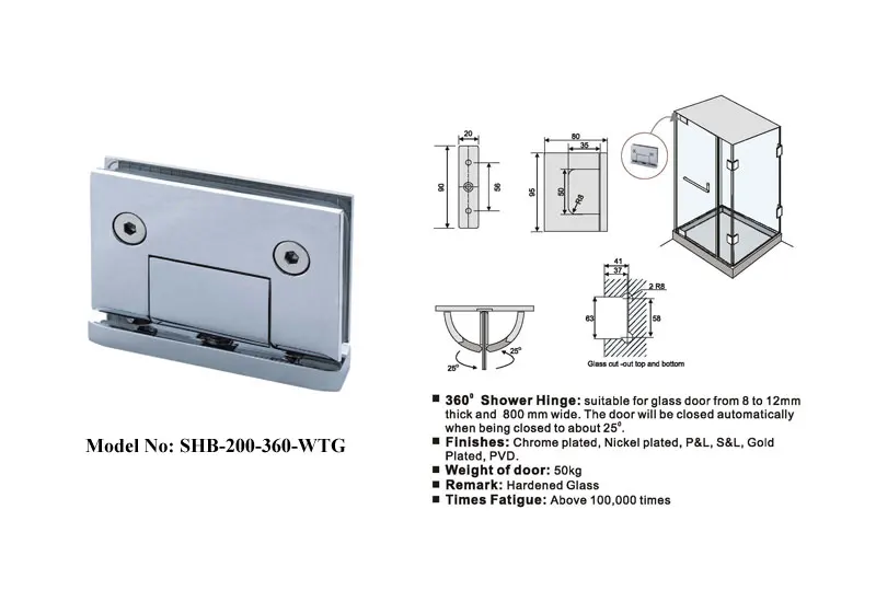 Factory Wholesale Shower Screen Hinge Glass Door Shower Hinge Stainless Steel Zinc Alloy Metal Hinges