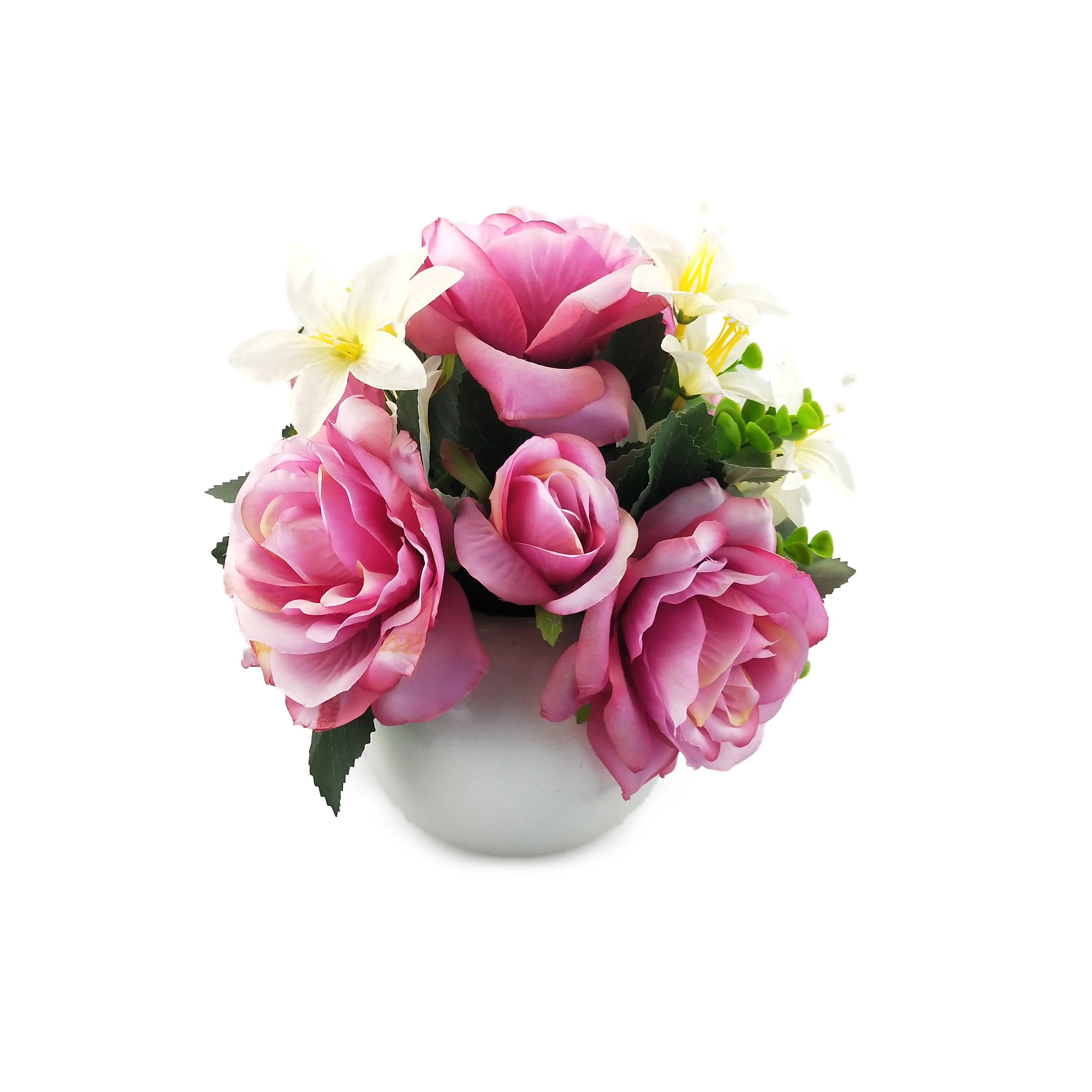 China Manufacturer Luxury Pink Color Artificial Flowers And Vase For Office Decor Flower arrangement bonsai in pot indoor decor