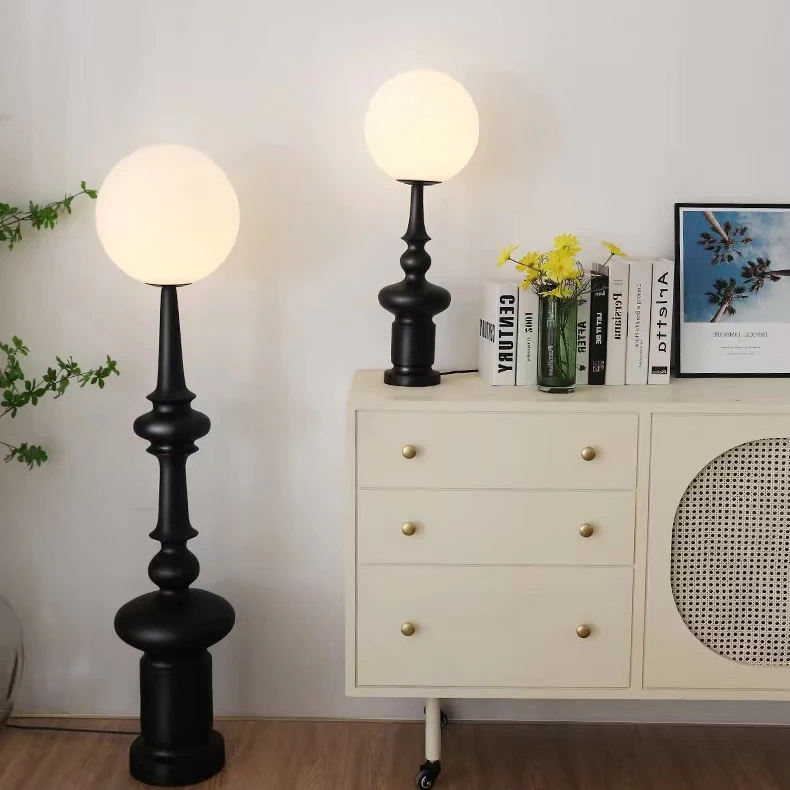 Designer retro Roman black chess floor lamp bedroom art style antique table lamp