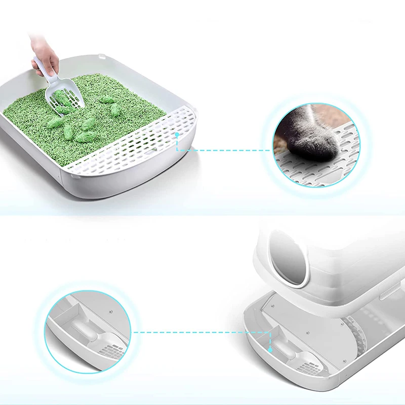 Outdoor Plastic Cat Cat Easy Cleaning Shallow Tread Sand Leakage Cat Litter Box