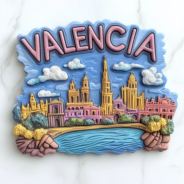 Custom UV Printed Valencia Travel Souvenir Resin Fridge Magnet Modern Design Polyresin Material Medium Sheet Size Wholesale Gift