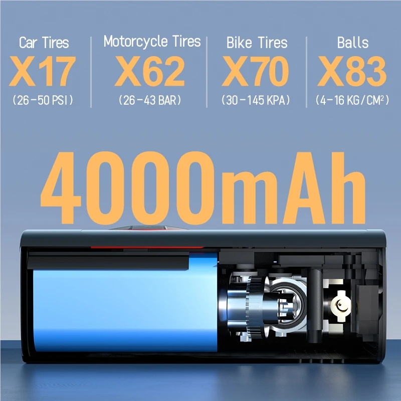 New outdoor mini multi-function with memory dual screen digital display rapid air pump automotive air compressor