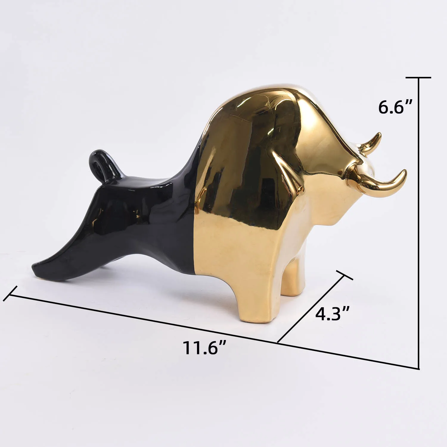 Wholesale handmade ceramic crafts, animal art, ceramic bull statue decoration, ceramic home decor