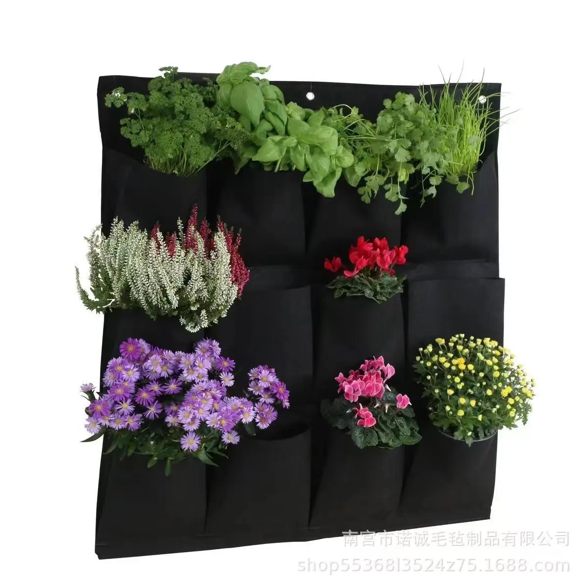 Green Field 8 Pockets Vertical Wall Mount Garden Plant Grow Container Bags Living Eco-friendly Felt Wall Hanging Planter