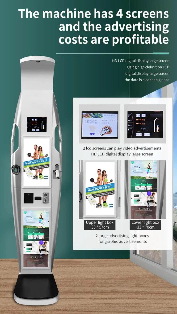 Coin Operated Digital Temperature Health Checking Bmi Machines Height Weight Bp Measuring Scale With Printer