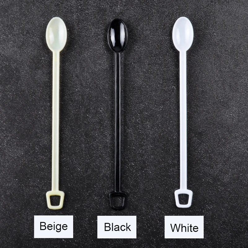 Black kitchen plastic long handel custom drink espresso stirrer mixer coffee stirring spoon 12.9cm