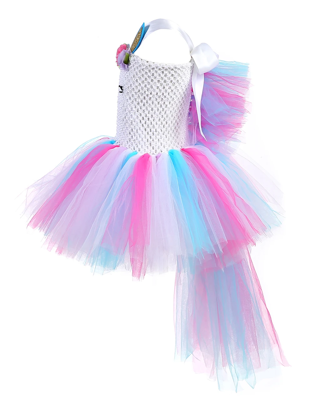 Best Price Unicorn Princess Dress Up Clothes Tulle Tail Little Girls Costume With Headband