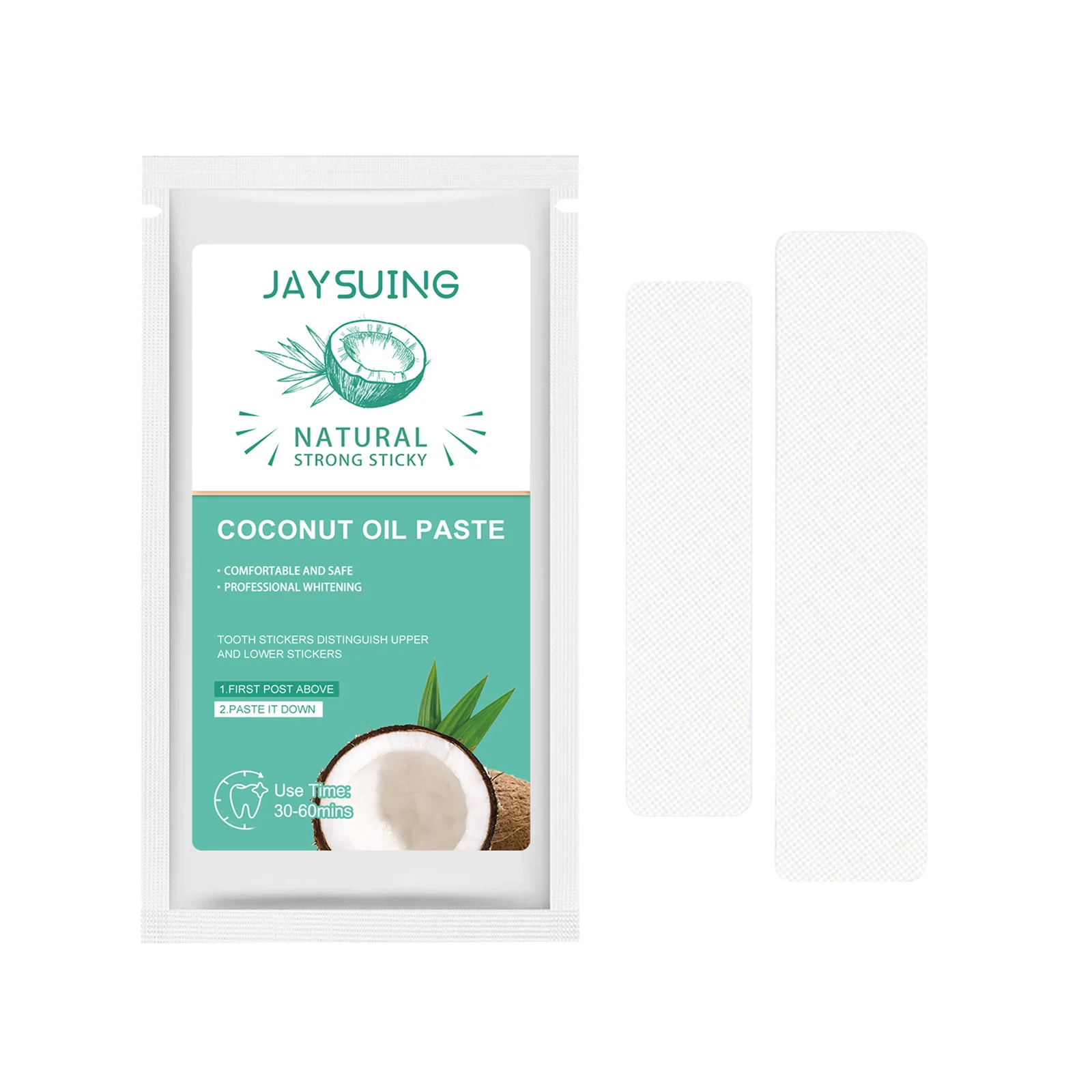 Coconut Oil Activated Sensitive Tooth Teeth Whitening Strips Without Peroxide For Stain Removal With Your Logo