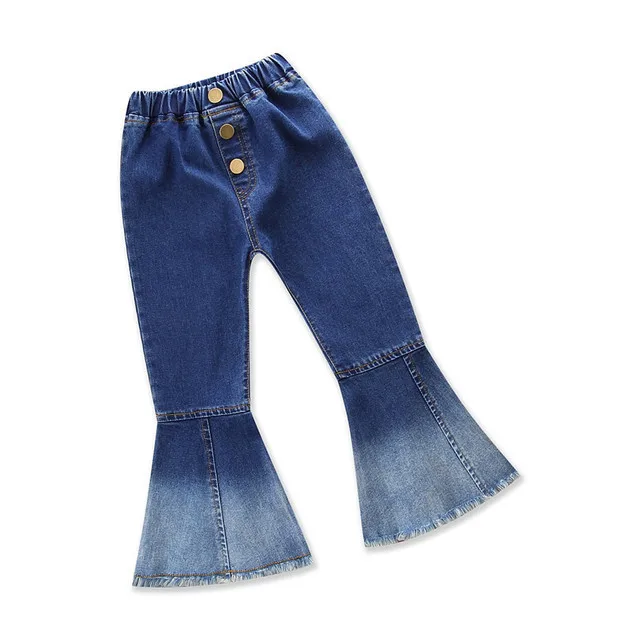 
hot selling fall and Spring kids clothing flare pants trendy fashion girls clothing denim jeans child girl blue pants 