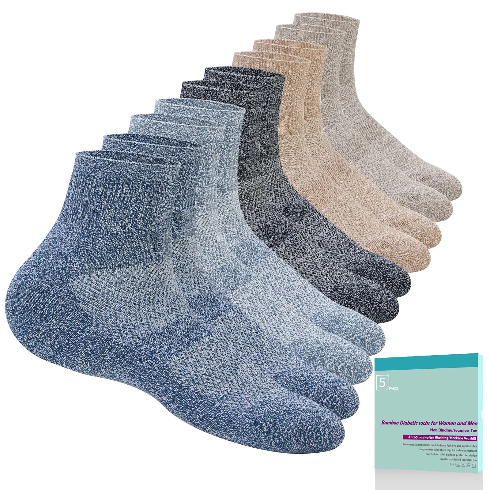 Non Binding Women Black White Medical Crew Viscose Diabetic Women Socks Ankle Bamboo Wide Seamless Diabetes Socks