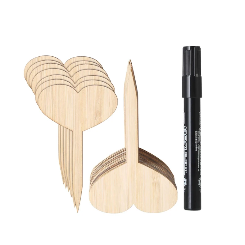 Bamboo Wooden Plant Labels Garden Tags Markers Eco-Friendly Plant Sign For Seed Pot Herbs Flowers Expanded Clay