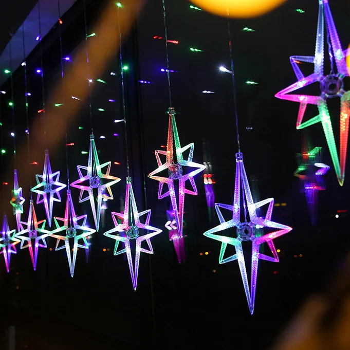 Christmas Window Wall Decorative Lights 3m120led Polar Bear Star Twinkle Light 8modes Led Copper Wire Curtain String Light