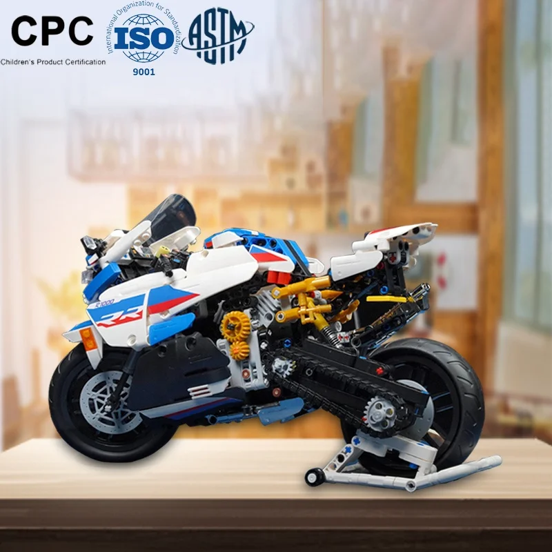 2023 New Arrivals Toys Plastic Kawasaki H2R Carbon Fiber Motorcycle Model Toys Gift Packing Child Building Blocks
