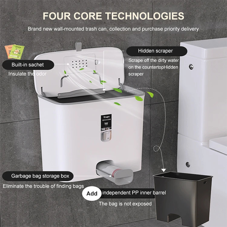 Simple Style Wall Mounted Dustbin Hanging Trash Bin Household Hanging Kitchen Trash Can