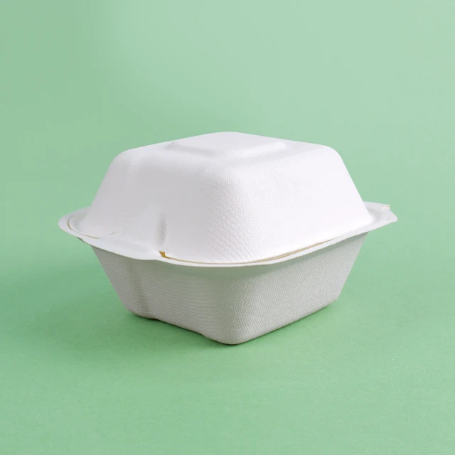 Biodegradable Sugarcane Pulp Box Burger Box Fast Food Box