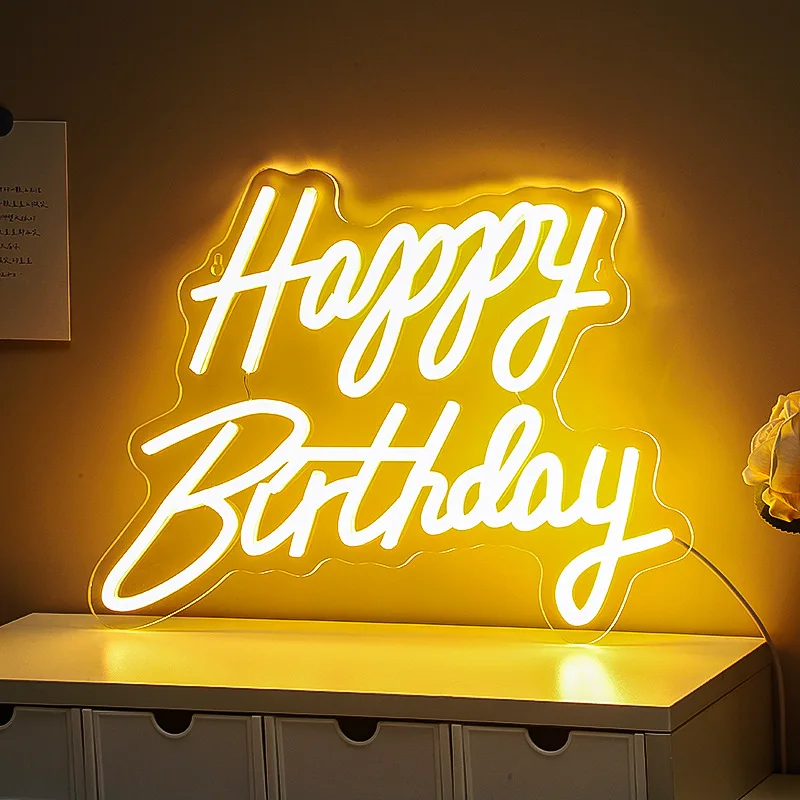 Happy birthday neon sign custom neon sign with dimmer glowing led light neon sign for birthday party decor