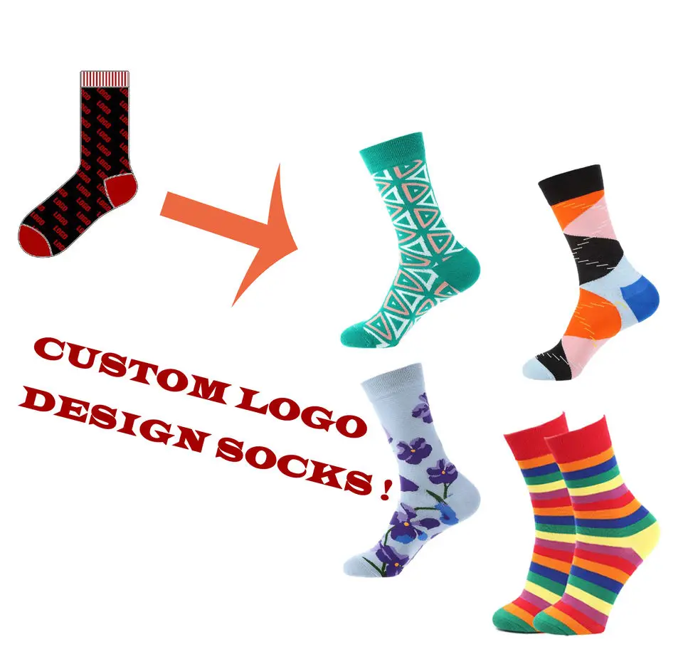 Autumn Winter Custom Print Geometric Fruit Socks Street Fashion High-Crew Astronaut Tube Socks with Logo Pattern