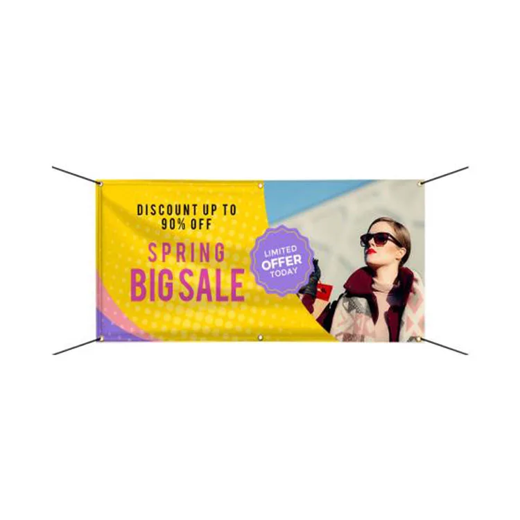 Custom Exhibition Equipment Backdrop Display Custom Banner Printing Scrim Vinyl Banner With Hemmed Edges