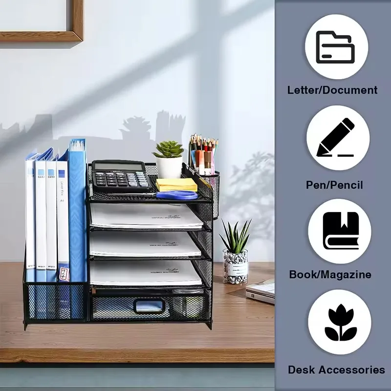 New Product Factory Supplier Mesh Desk Organizer Desk File Organizer Metal Desk Organizer Metal Office Set