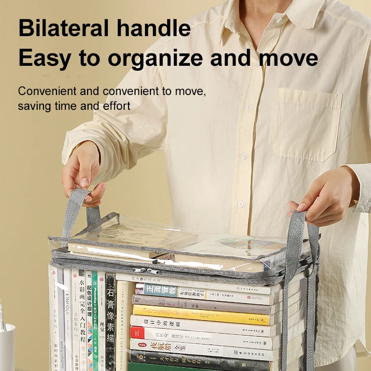 Clear storage book bag large capacity PVC CD book storage bag plastic storage bag organizer with handle