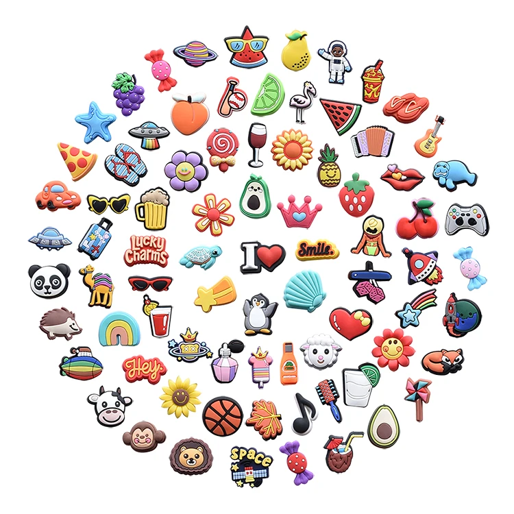 Fast shipping 3000 styles PVC soft rubber shoe charms different model colorful beautiful mode crocs shoes charm for Croc gift