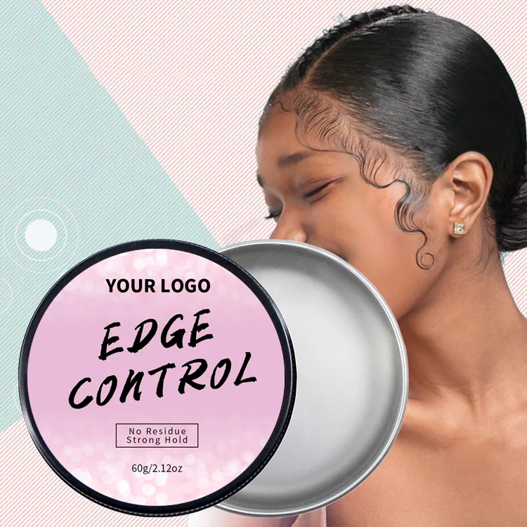 Edge Control Private Label No Flaking Peach Scent Edge Wax Control Gel Pink Brush With Logo