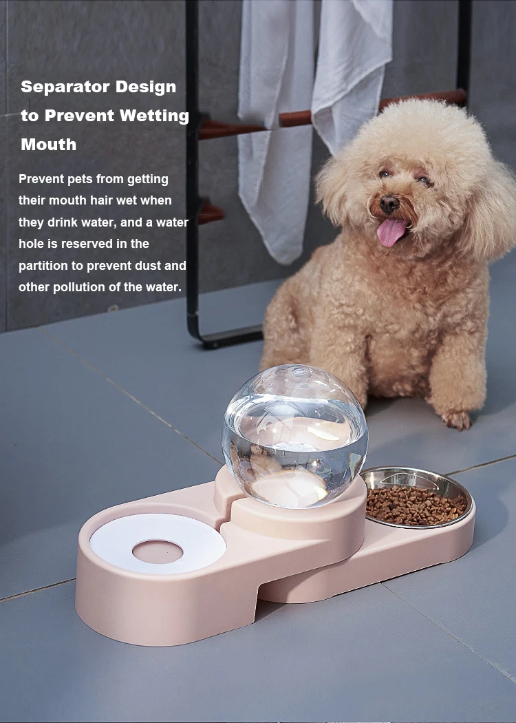Ball Bubble Design Multi-function Pet Cat Dog Water Food Double Bowl Automatic Pet Water Food feeder