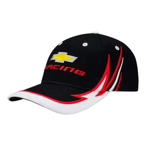 Black Fashion Boys 6 Panels Baseball Caps Custom Embroidery logo Flame Racing Hat Baseball Racing Cap Female With Racing Lines