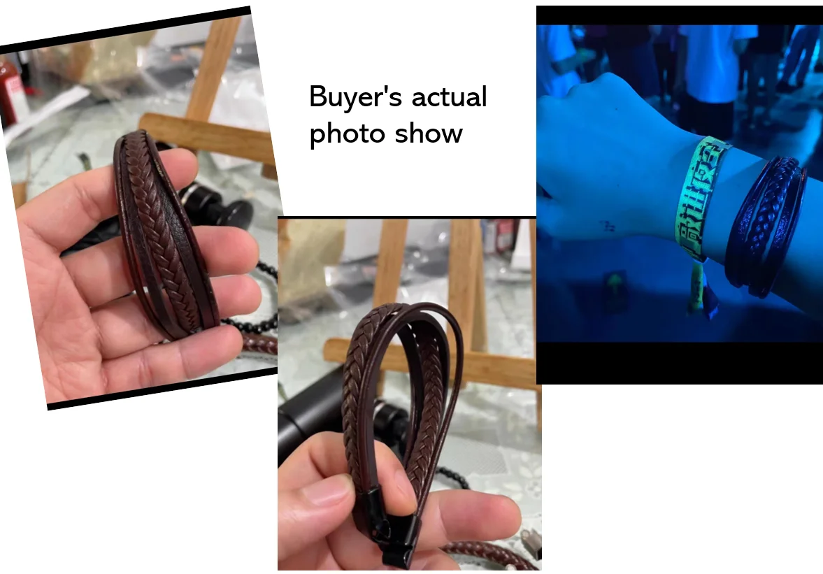 Wholesale leather Bracelet Men Leather Bracelet with Clasp Cowhide Multi-Layer Braided Leather Men Bracelet