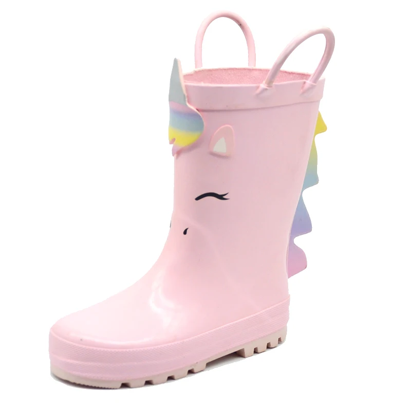 Pink Toddler girls Unicorn Printed Rubber Rain Boots Wellington Boots Gumboot for kids