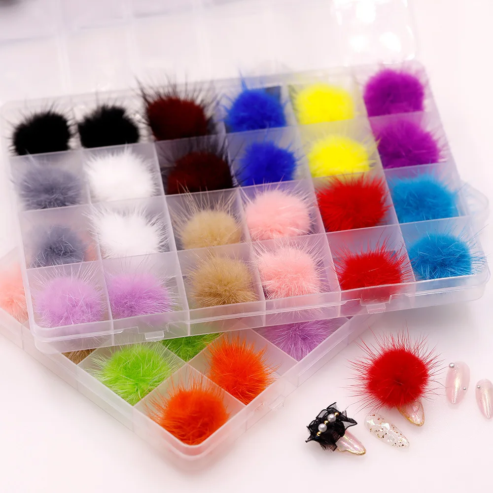 Nail Art Hair Decoration Magnetic Detachable Plush Magnet Diy Mink Decorations For Accessories Fur Fluffy Ornament  Pompom Ball