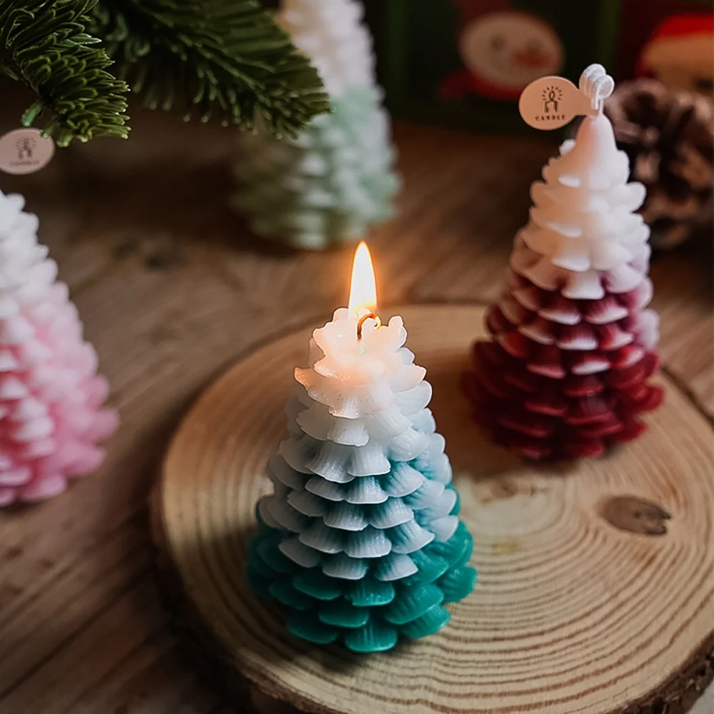 Christmas Tree Shaped Colored Craft Art Candles LE138 Factory Customized Soy Wax for Candle Making Soy Wax Free Shipping 100 60g
