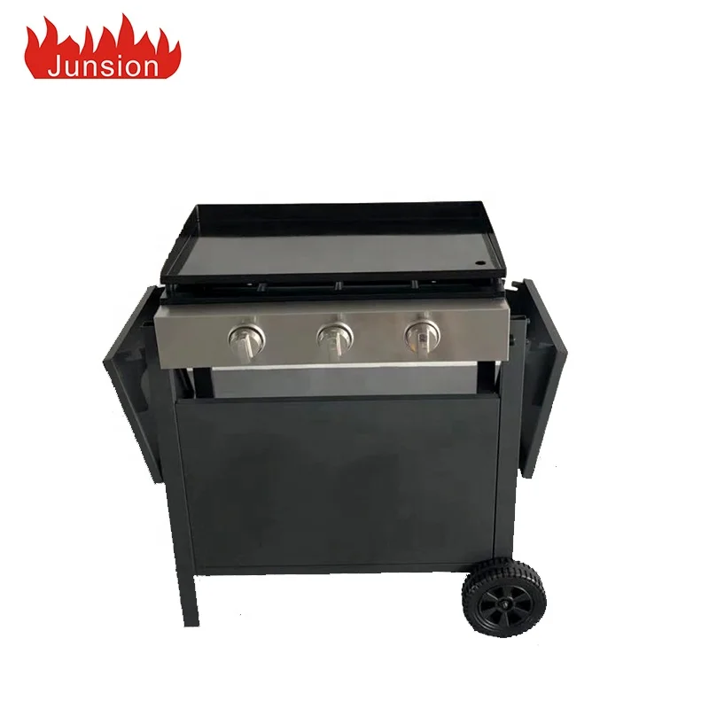 Professional Factory Price CE Outdoor Garden Camping Portable 3 Stainless Steel Burners Barbecue Flat Top Plancha Gas BBQ Grill