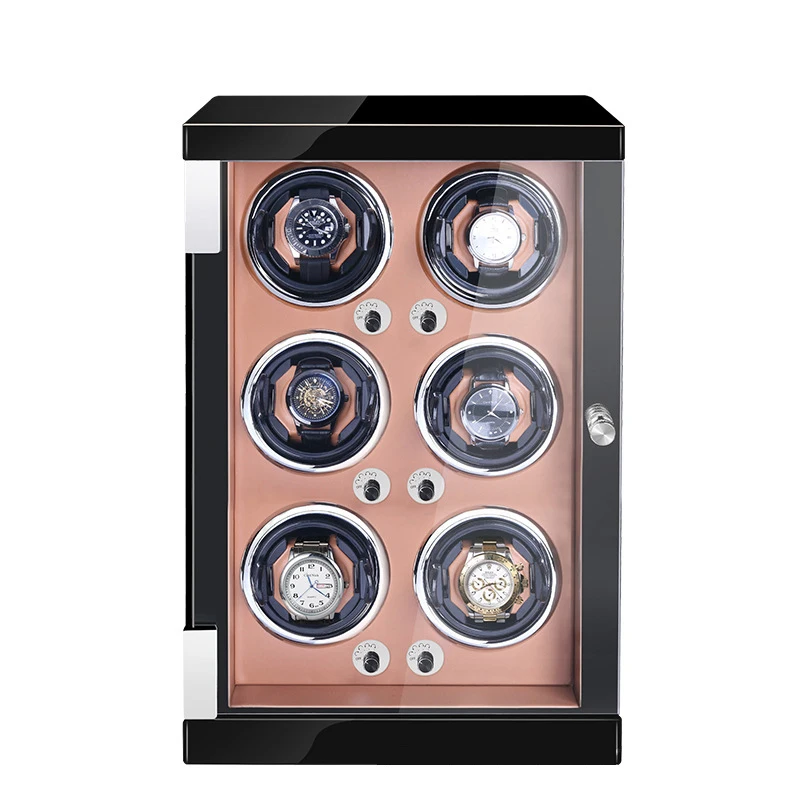 Watch Winder for Automatic Watches Carbon Fibre Exterior with High-Gloss Lacquer Watch Pillows Built-in Illumination
