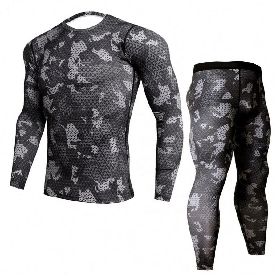 Hot Sale Men Women Long Sleeve Shirts And Leggings Set Custom Logo Compression Gym Fitness Rash Guard