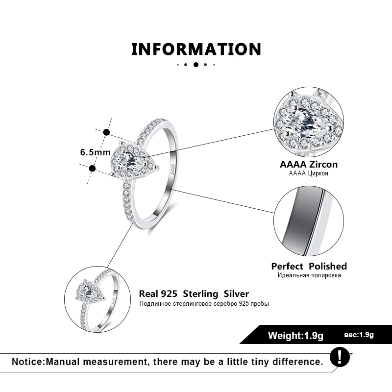 RINNTIN SR229 Fashion Unique Zircon Ring Jewelry Wholesale 925 Sterling Silver Wedding Rings
