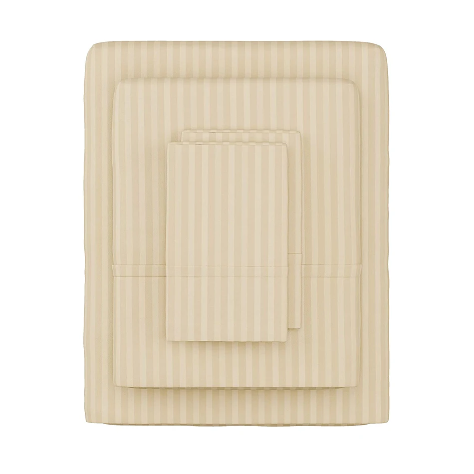 Embossed Stripe Brushed Microfiber Sheet Set- 3/4 Piece- Hypoallergenic Bed Linens with Deep Pocket Fitted Sheet & 2 Pillowcases