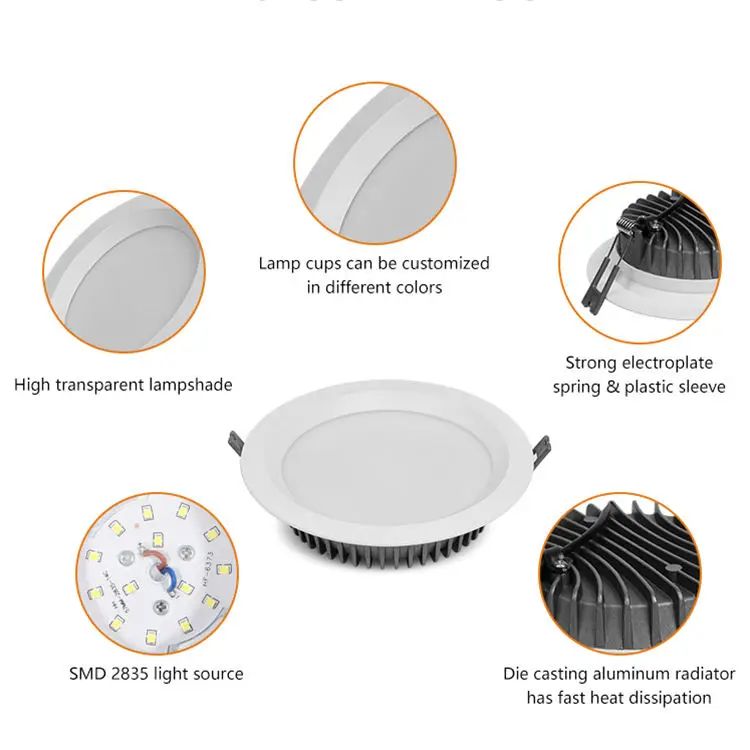Recessed Dimmable Zigbee Ultra Thin Antiglare Modern COB Round RGB Downlight Housing Commercial 20w 30w LED Panel Light