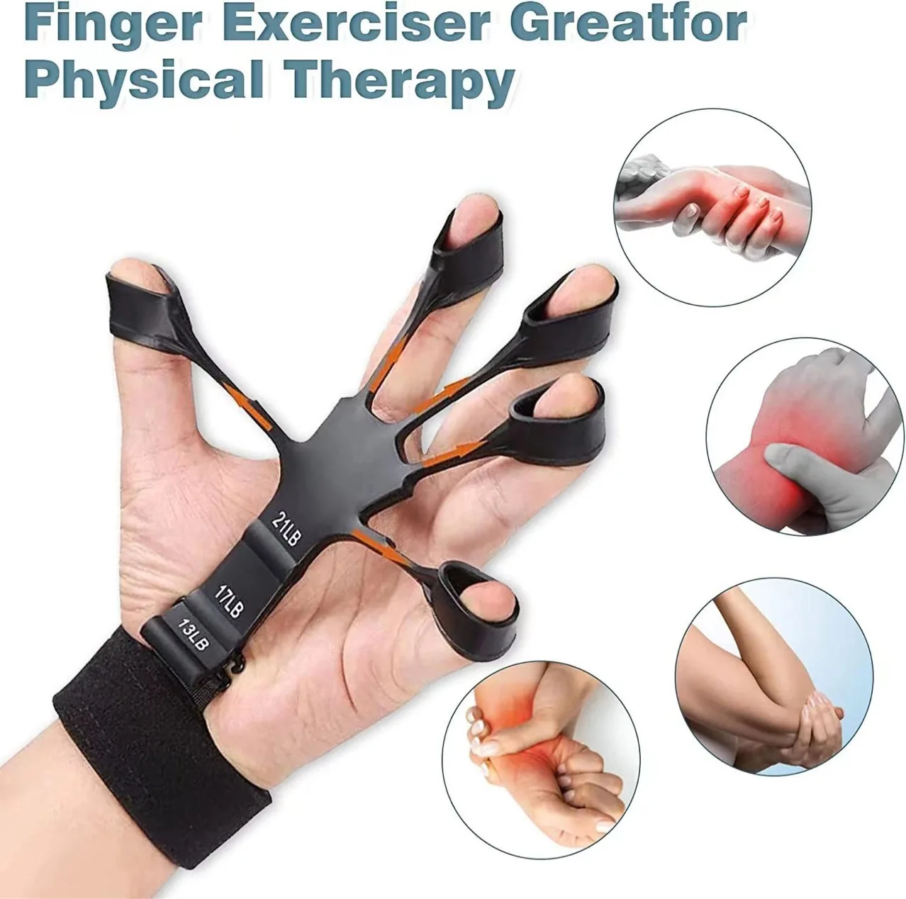 Melenlt Finger Exercise Hand Strengthener Stretcher Hand Trainer Rehabilitation Training Equipment Muscle Silicone Hand Grip