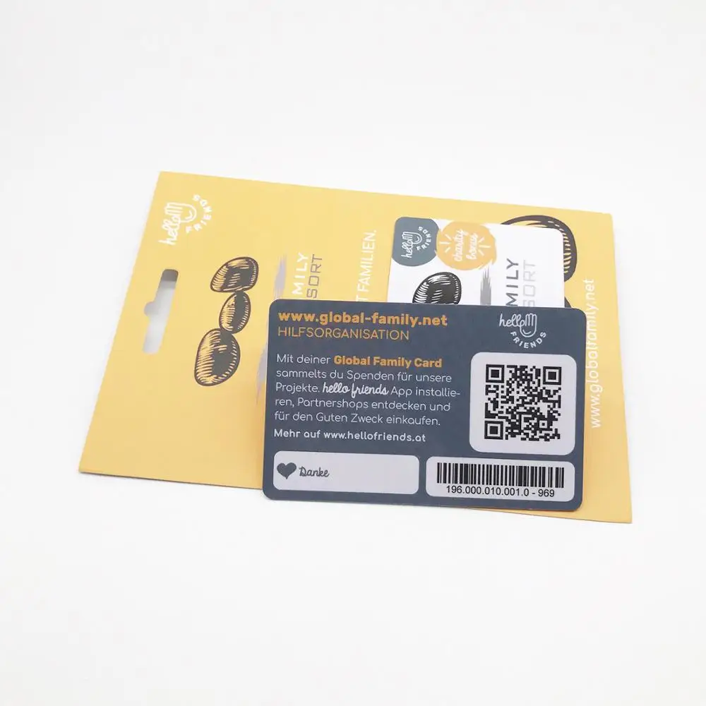 Plastic Gift card with paper card carrier