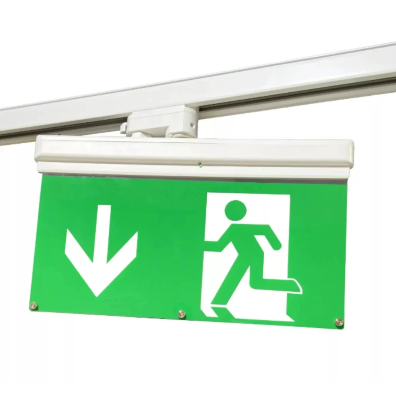 Self-test Function Track Mounted Led Emergency Exit Sign Light With Rechargeable Battery Backup For 3 Circuit Track System