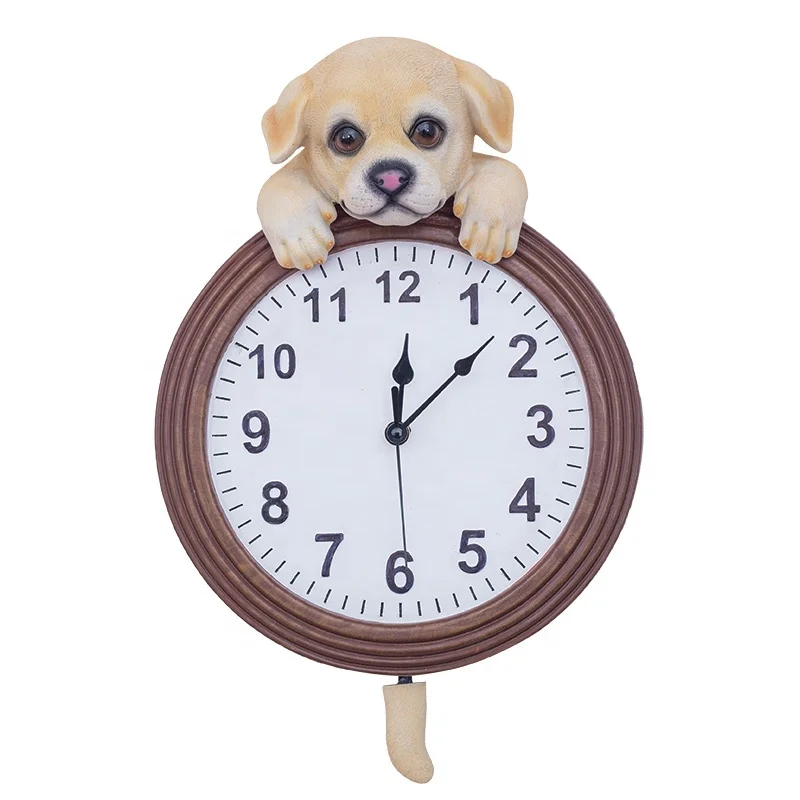 home decor dog sculpture wall pendulum clock resin labrador ornaments