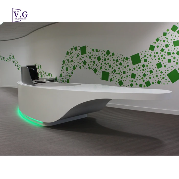 curved shape office reception counter design high quality solid surface custom reception desk