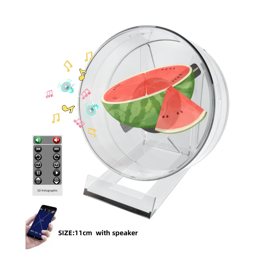 New portable 3d holographic fan 11cm Mobile App control hologram projector  Round led 3d hologram fan display with cover