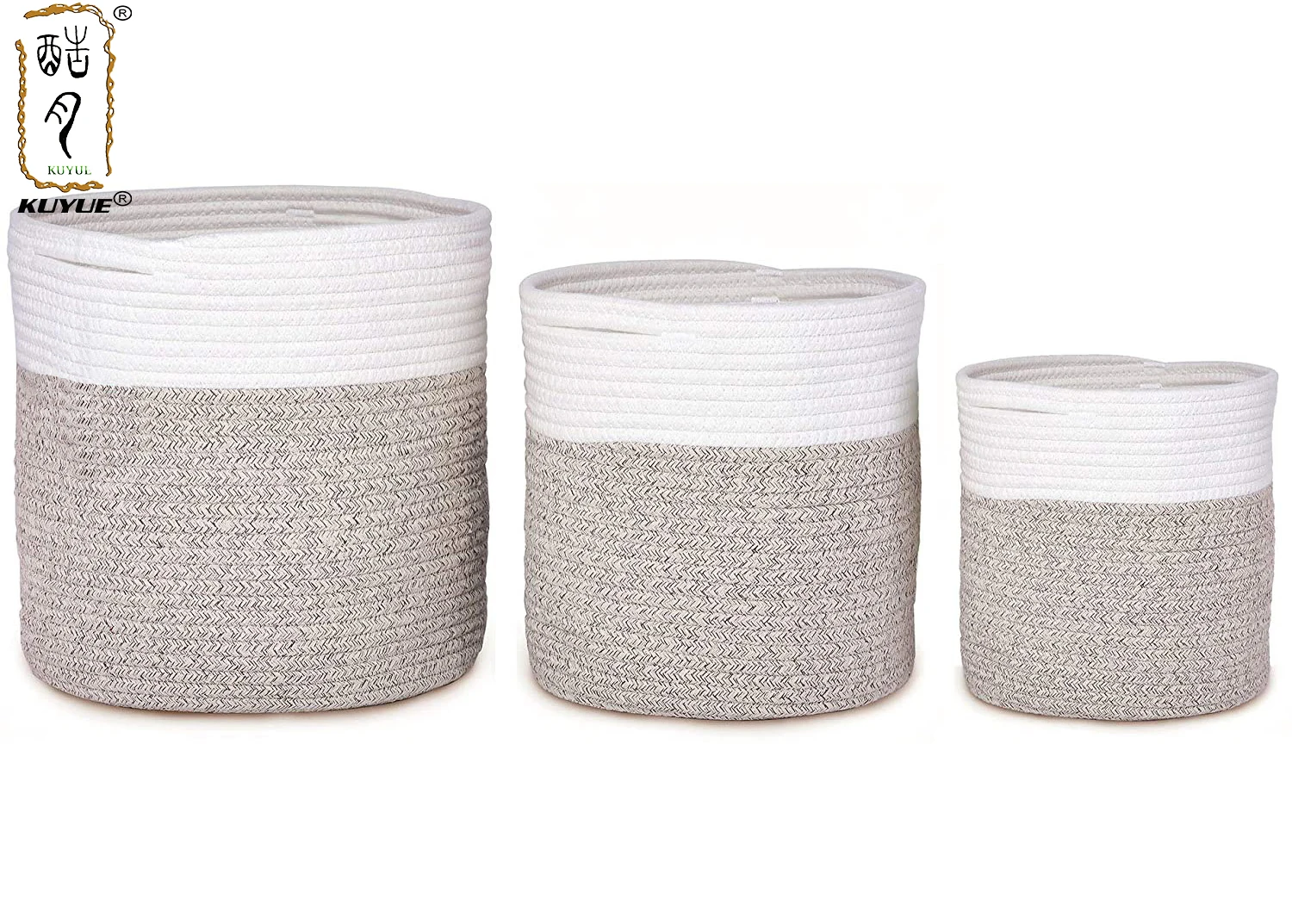 KUYUE Cotton Rope Woven Planter Basket Plant and Pots Baskets Indoor House Planter Basket Fabric Foldable Opp Bag Folding Manual