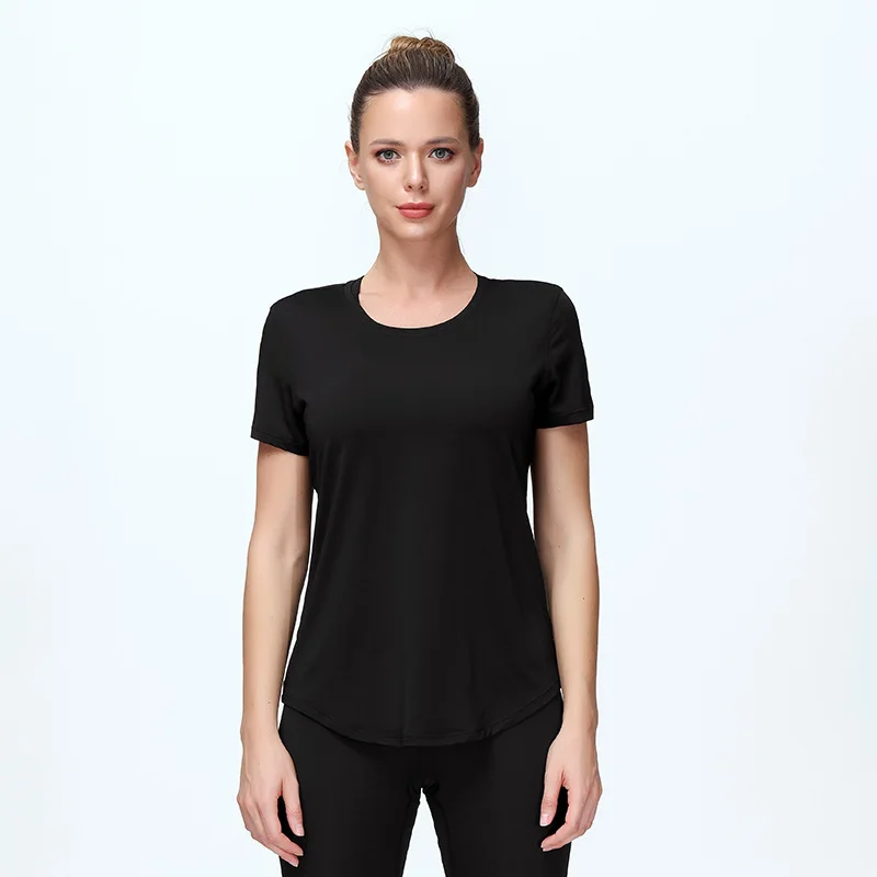 Оптовая продажа, здоровая ткань, быстросохнущая Спортивная футболка для бега, суперэластичная Женская футболка для спортзала, фитнеса, йоги