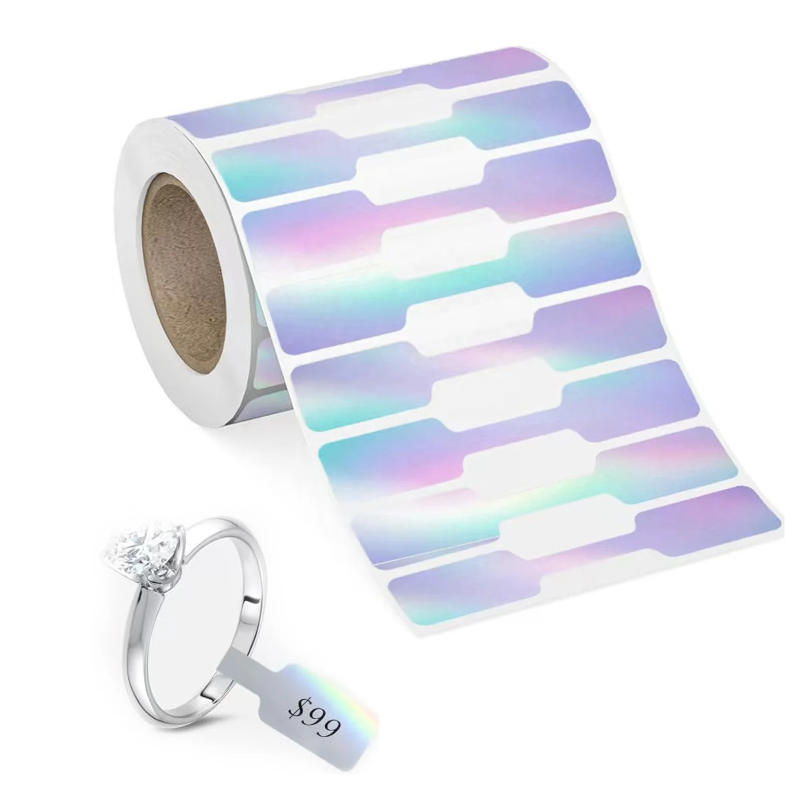 Custom Shapes PVC Jewelry Tamper proof Tracking Security Tag 500PCS/Roll Jewellery Label Printable Jewellery Barcode Labels